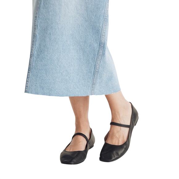 Madewell Greta Leather Mary Jane Ballet Flats Black Size 10